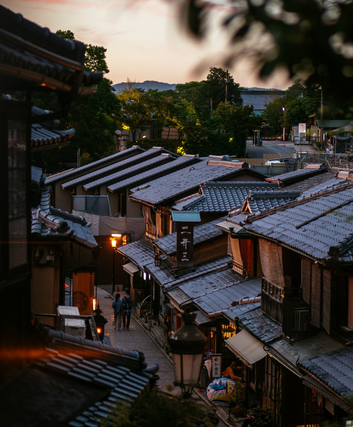 Traditional Japanese wooden houses in a historic district