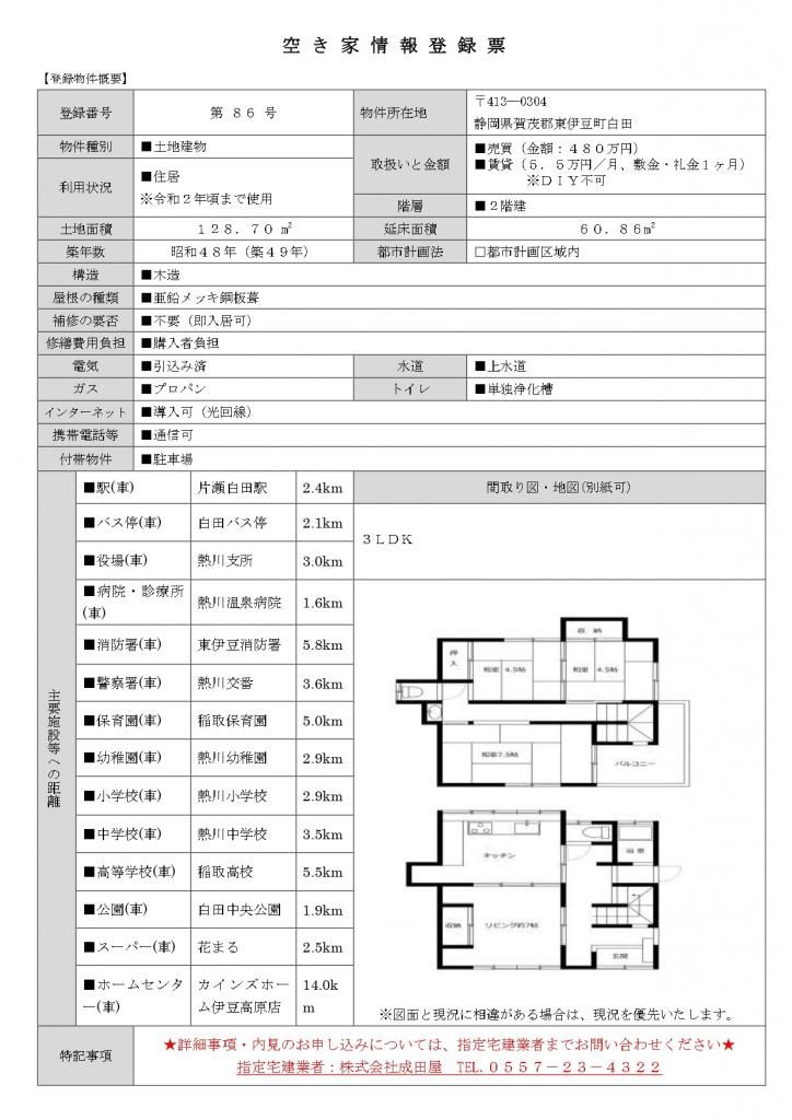 3LDK Wooden House for Rent in Higashiizu, Shizuoka - 55,000 Yen - Thumbnail 2