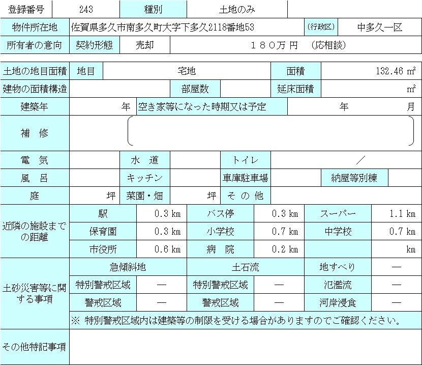 Land for Sale in Taku City, Saga Prefecture - 132 sqm - Thumbnail 2