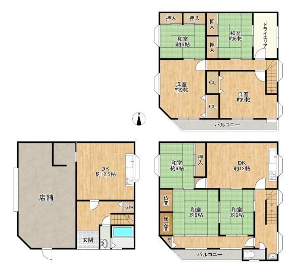 Steel 3-Story Shop House for Sale in Daito, Osaka - 8DK - Thumbnail 2