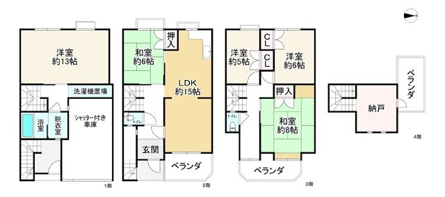 4-Story 5SLDK Wooden House for Sale in Daito City, Osaka - Thumbnail 3