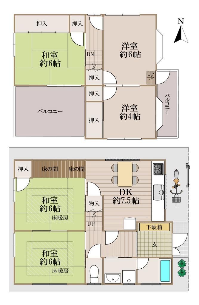 5DK Family Home with Underfloor Heating near Owada Station, Kadoma - Thumbnail 2