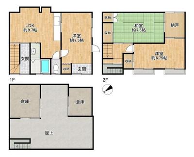 Used Detached House in Kaizuka City Osaka 3DK 47.09sqm — Floorplan, Kaizuka, Osaka