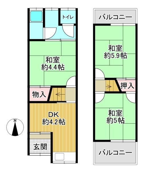 3DK Wooden House for Sale in Daito City, Osaka - 4.5M Yen - Thumbnail 2