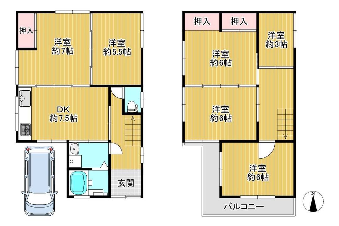 6DK House for Sale in Yao City, Osaka - 91.57 sqm - Thumbnail 2