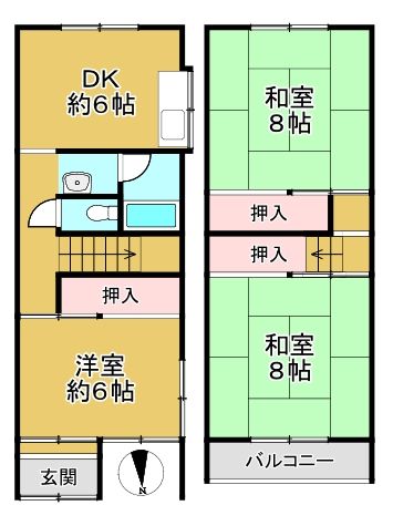 3DK Terrace House for Sale in Neyagawa City, Osaka - Thumbnail 2