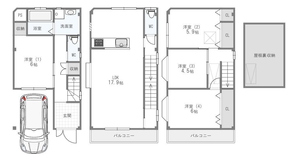 Renovated 4LDK House near Shimo-Shinjo Station, Osaka - Thumbnail 2