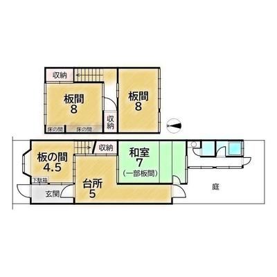 Unrenovated 4K Townhouse in Sakyo Ward, Kyoto Near Ginkaku-ji — Floorplan, Sakyo, Kyoto