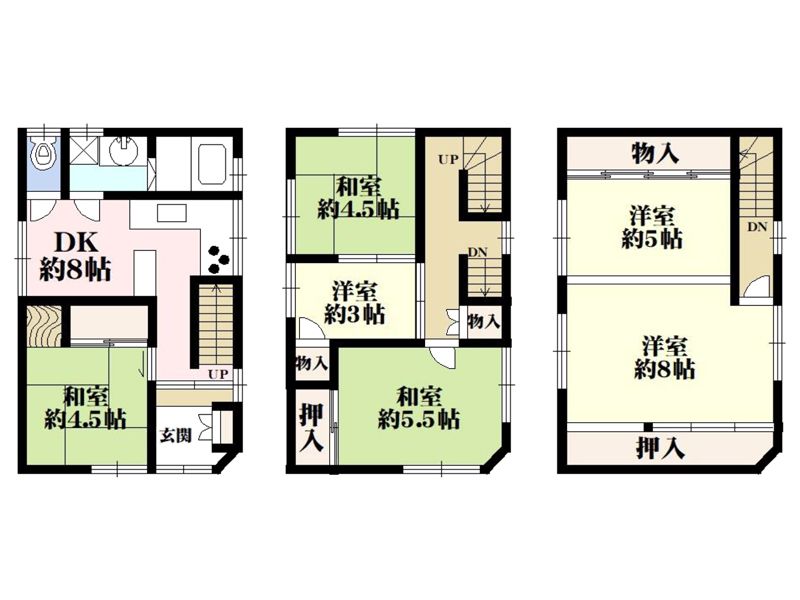 6DK Wooden House for Sale in Sakai, Osaka - Corner Lot - Thumbnail 2