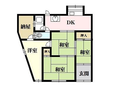 4SDK Single-Story House for Sale in Kishiwada, Osaka — Floorplan, Kishiwada, Osaka