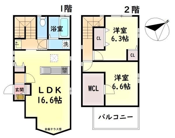 2LDK House for Sale in Kishiwada, Osaka - 71.72m² - Thumbnail 3