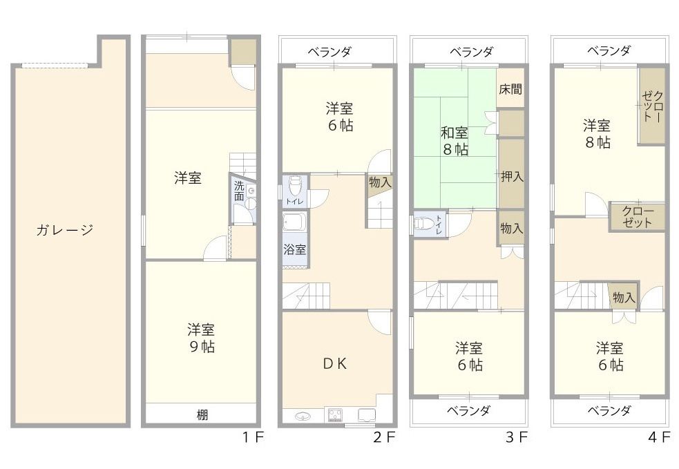 Used Terrace House in Osaka Minato Ward - 7DK 161sqm - Thumbnail 2