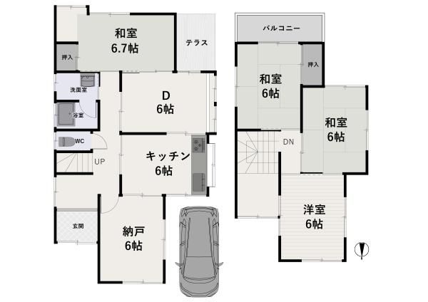 6DK Wooden House Near Kamimachi Station, Shimamoto - Thumbnail 3