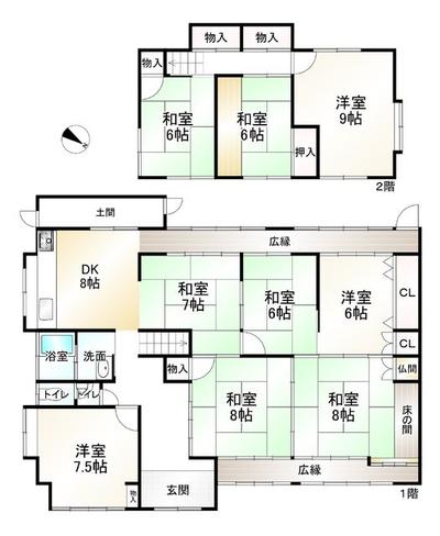 9DK Detached House in Ayabe, Kyoto - 186 sqm — Floorplan, Ayabe, Kyoto
