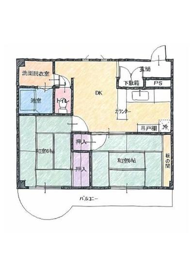 2DK Apartment for Rent in Takahagi, Ibaraki - 48.19 sqm — Floorplan, Takahagi, Ibaraki