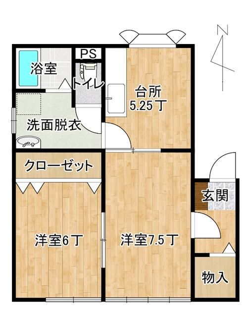 2DK Apartment for Rent in Hirosaki, Aomori - 46.47m² - Thumbnail 2