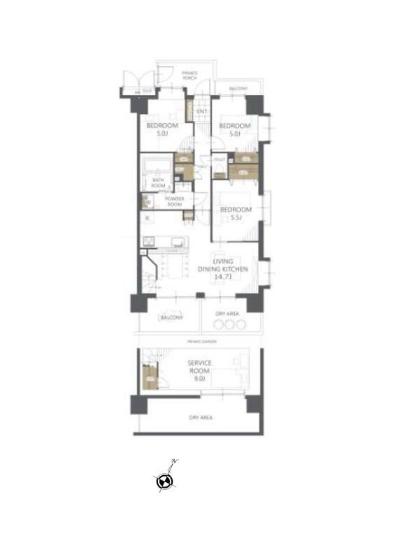 Dragon Mansion Tachikawa Ichibankan 3SLDK Maisonette with Garden - Thumbnail 2