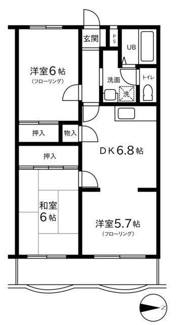 3DK Apartment for Rent in Tachikawa, Tokyo - 55.51 sqm - Thumbnail 3