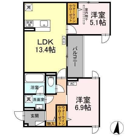 New 2LDK Apartment for Rent in Kawasaki, Kanagawa - DPaina子母口 II - Thumbnail 2