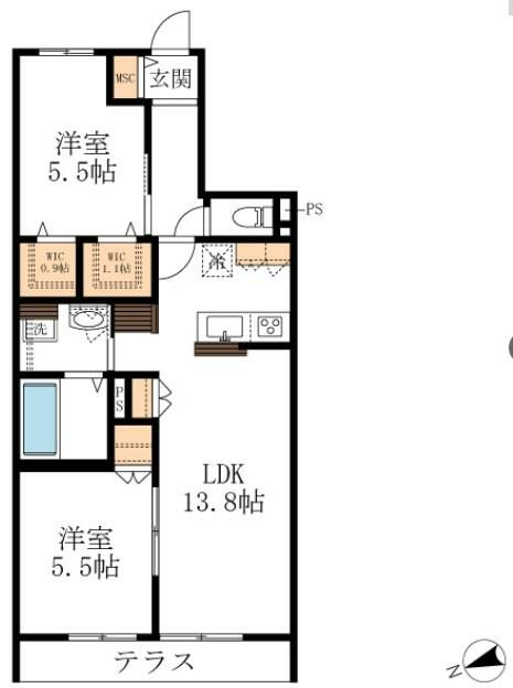 2LDK Apartment for Rent in Utsunomiya, Tochigi - 56.61 sqm - Thumbnail 2