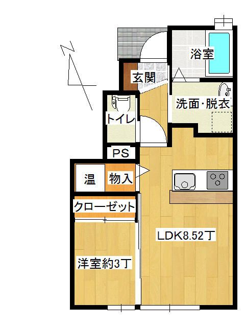 Sun Fresh 1LDK Apartment for Rent in Hirosaki, Aomori - Thumbnail 2
