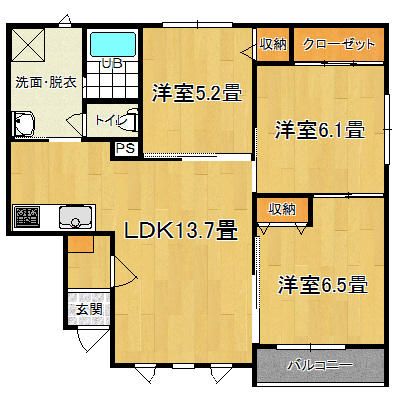 3LDK Apartment for Rent in Obihiro, Hokkaido - No Key Money - Thumbnail 2