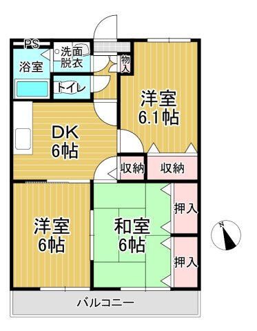 3DK Apartment for Rent in Oyama, Tochigi - 55,000 Yen - Thumbnail 3