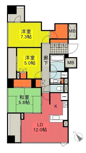 3LDK Apartment for Sale in City Tower Fukushima - Thumbnail 3