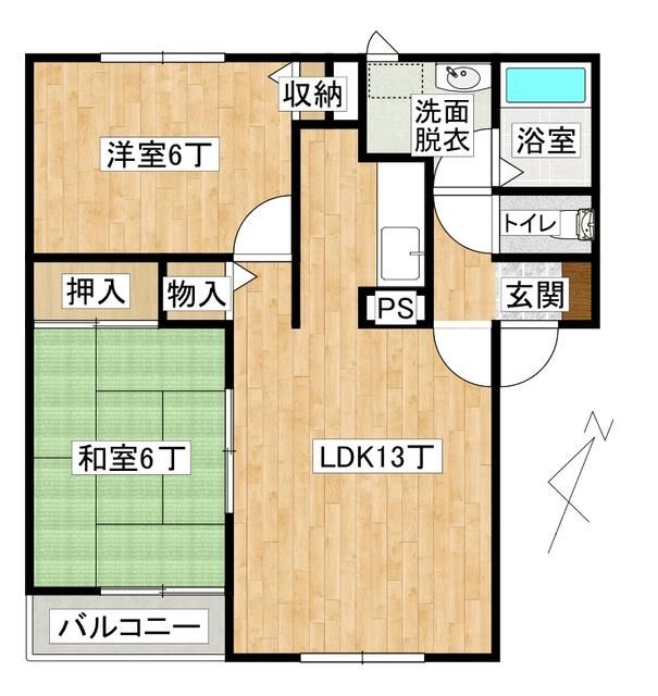2LDK Apartment for Rent in Hirosaki, Aomori - Garden Palace Denen - Thumbnail 2