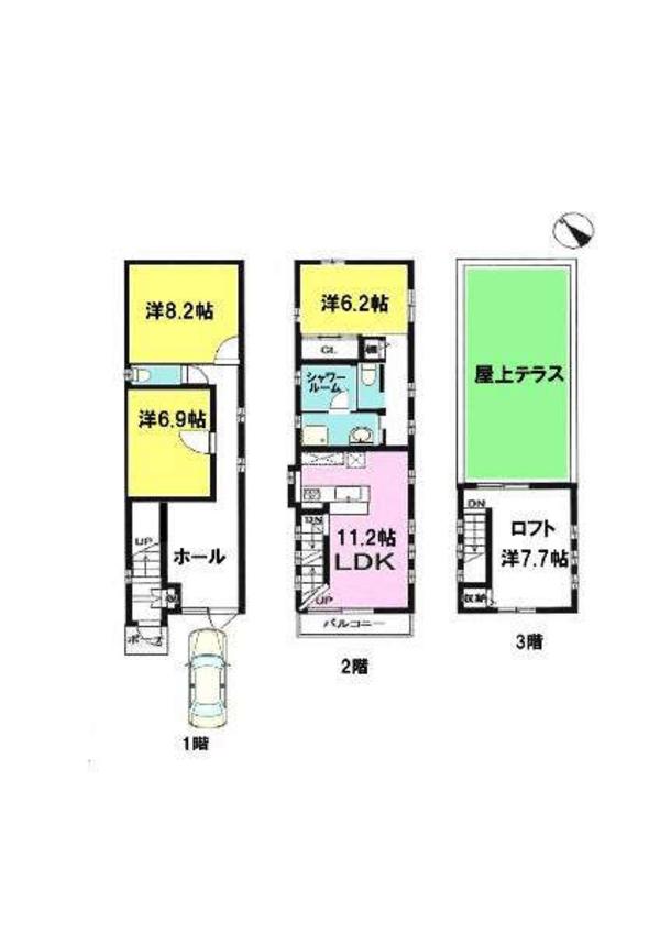 Hotani Popular Areas! A three-story door-to-door building! 1st floor: Rental studio, 2nd floor, 3rd floor (2LDK) used for residence. Just around the line from Route 58! It can be used as a rental combination house! Rent income 3 million per year (yield 5. 6% prospect - Thumbnail 3