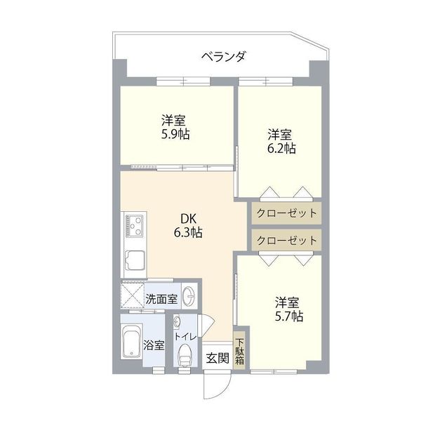 3DK Apartment for Rent in Ginowan City, Okinawa - 48.5 sqm - Thumbnail 3