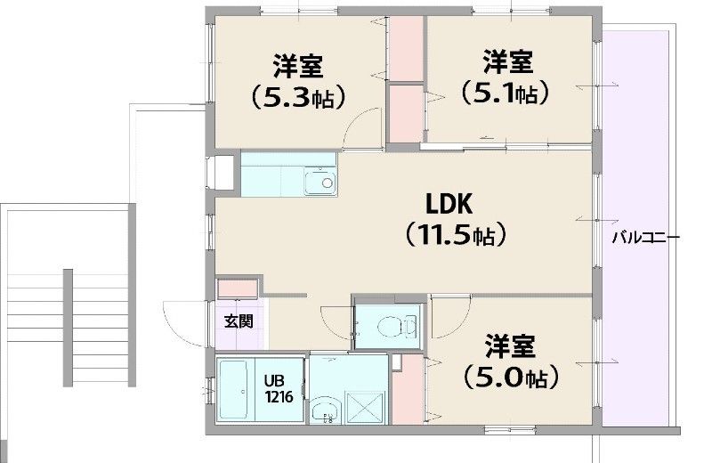 3LDK Apartment for Rent in Nago, Okinawa – 56.73 sqm - Thumbnail 3