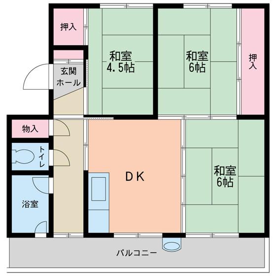 3DK Apartment for Rent in Bibai, Hokkaido - 52.88 sqm - Thumbnail 3