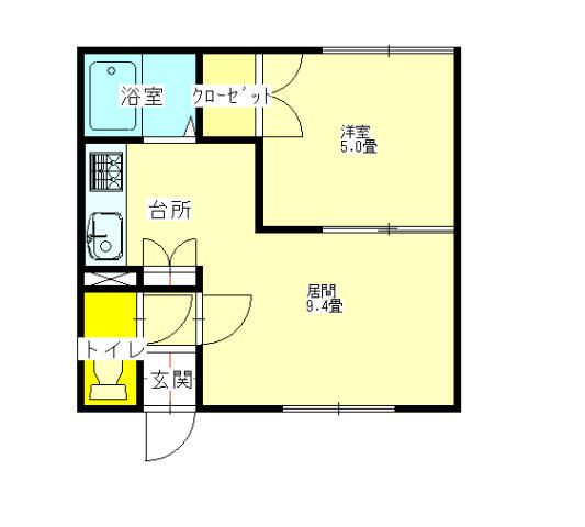 1DK Apartment for Rent in Takikawa, Hokkaido - 35,000 Yen - Thumbnail 2