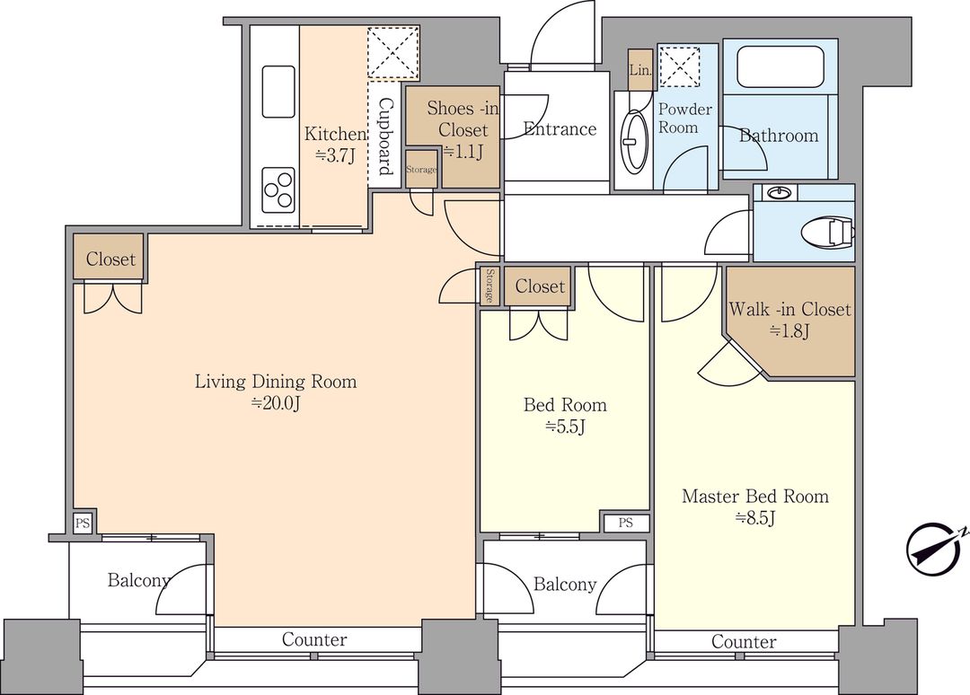 2LDK Apartment for Sale in Minato, Tokyo - 86.14m² - Thumbnail 2