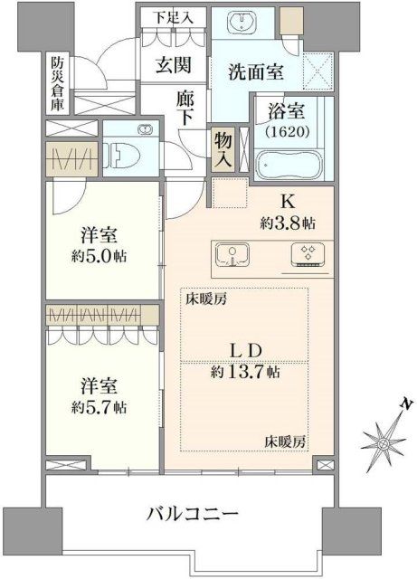 2LDK New Apartment for Sale Near Osakajokitazume Station - Thumbnail 4