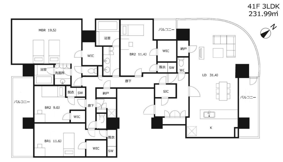 Luxury 4LDK Apartment in Minato, Tokyo – 231.99m² - Thumbnail 2