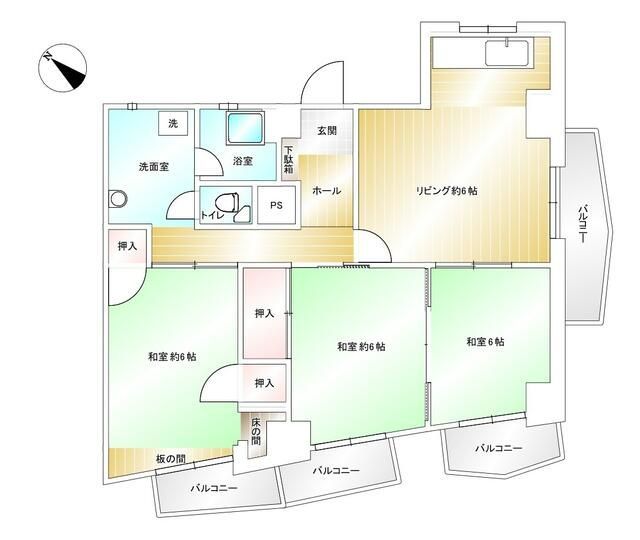 3DK Apartment in Kokurakita Ward, Kitakyushu, 67 sqm - Thumbnail 4