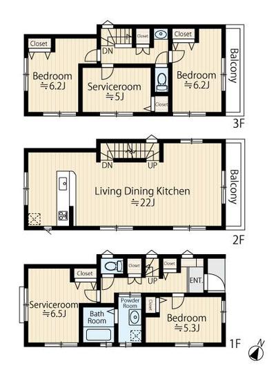 3SLDK House in Kawasaki, Kanagawa – 113m² with Parking — Floorplan, Kawasaki, Kanagawa