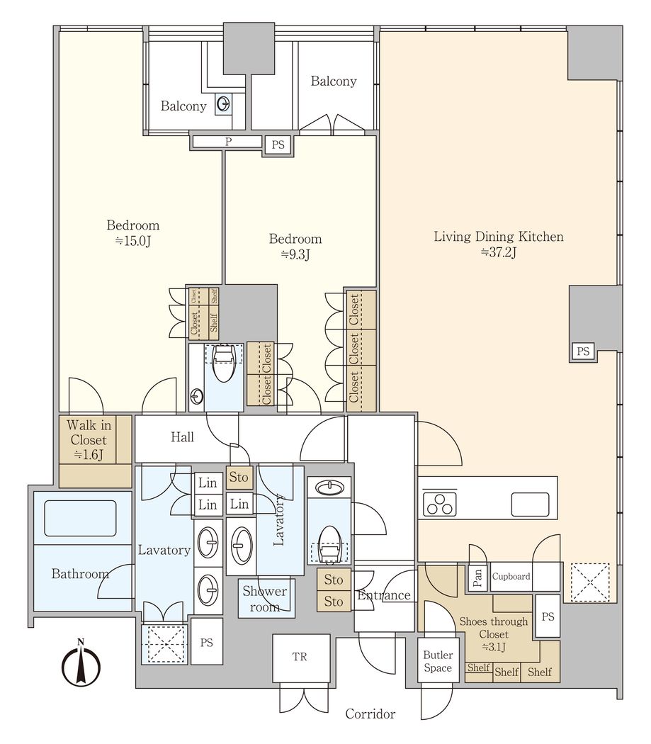 Luxurious 2LDK Corner Apartment in Mita Garden Hills, Minato - Thumbnail 3
