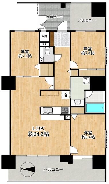 3LDK Apartment for Sale in Exe Tower Dosho-machi, Osaka - Thumbnail 4