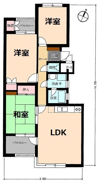 3LDK Apartment for Sale in Kochi City, Southeast Balcony - Thumbnail 2