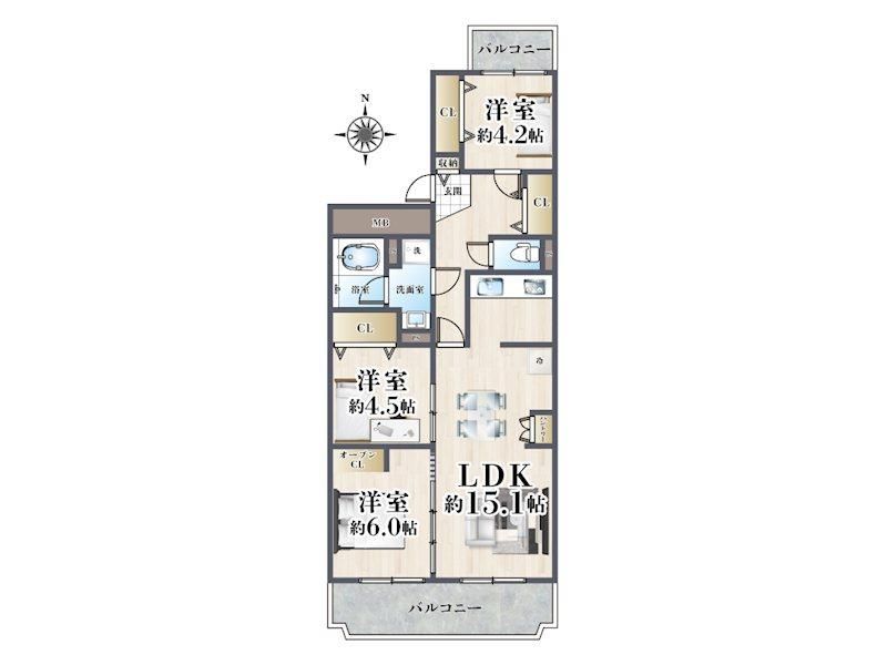 3LDK Apartment for Sale in Takatsuki, Osaka - Sun Heights Takatsuki - Thumbnail 2