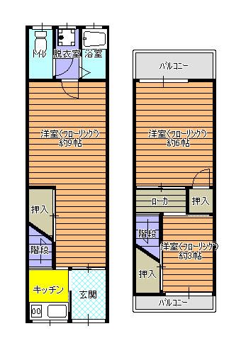 3K Terrace House for Rent in Nagai, Osaka - 50,000 Yen - Thumbnail 2
