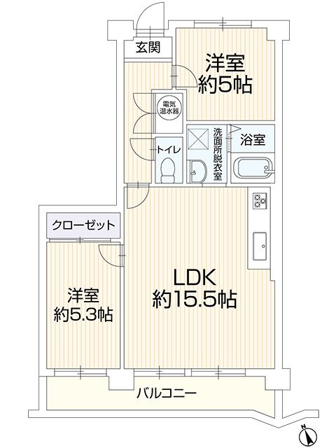 2LDK Apartment in Kurashiki with South-Facing Balcony - Thumbnail 2