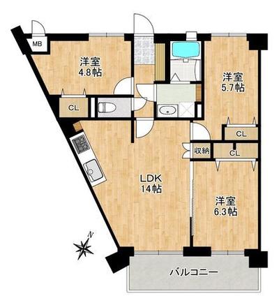 3LDK Apartment in Dazaifu with Auto-Lock Security — Image 44, Dazaifu, Fukuoka