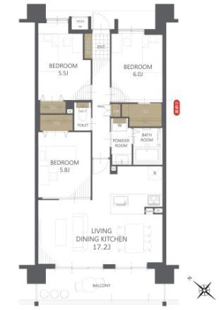 Aqua Wing 353 3LDK Apartment for Sale in Chiba Minato - Thumbnail 2