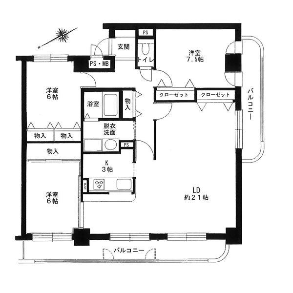 Asahi Plaza Hitsuji-ga-oka 3LDK Apartment in Sapporo - Thumbnail 3