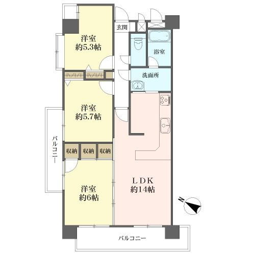 3LDK Apartment in Lions Hills Ushita Waseda, Hiroshima - Thumbnail 2