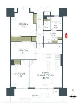 3LDK Apartment for Sale in Kita Ward, Kumamoto City - Thumbnail 3